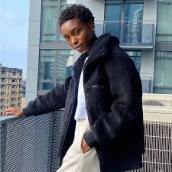 Aritzia Wilfred Free Teddy Sherpa Fleece Zip-Up Pockets Oversized Women S Jacket - Picture 2 of 11